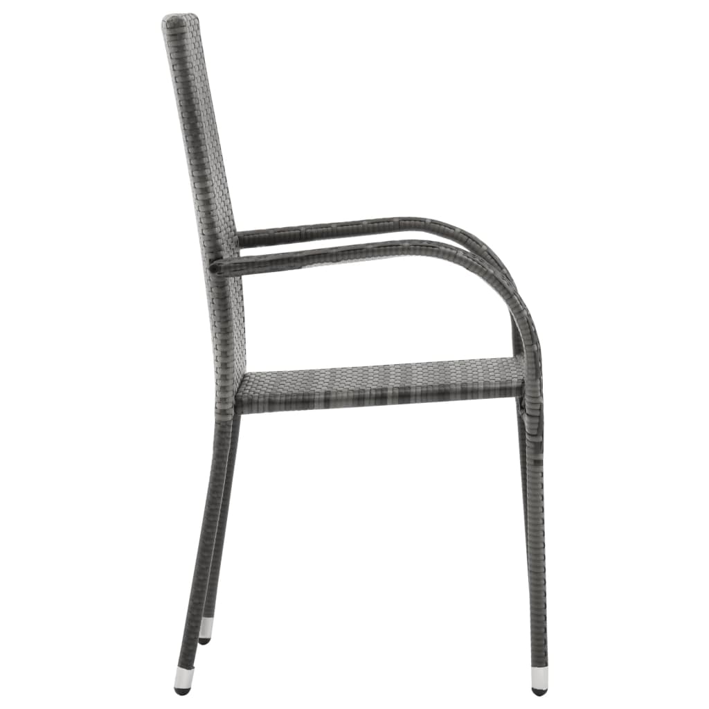 vidaXL Stackable Outdoor Chairs 6 pcs Grey Poly Rattan
