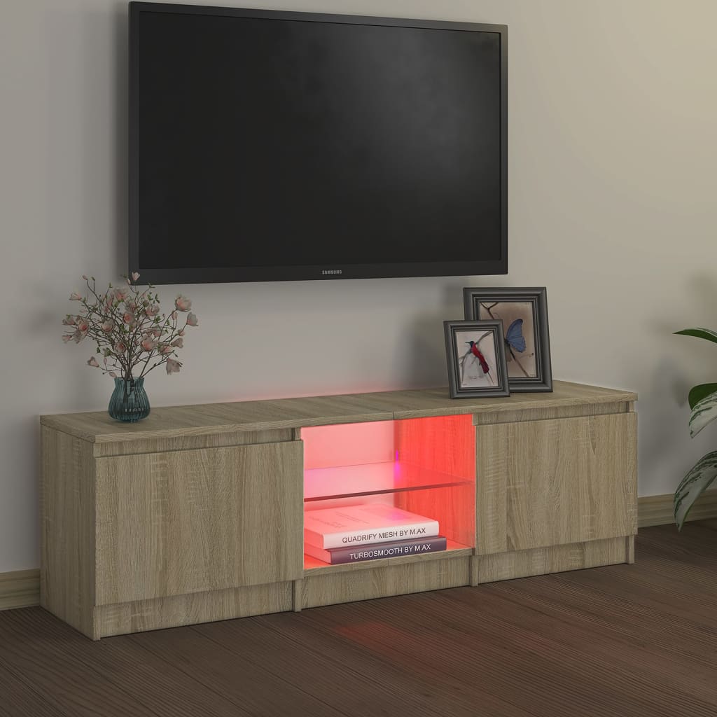 vidaXL TV Cabinet with LED Lights Sonoma Oak 120x30x35.5 cm