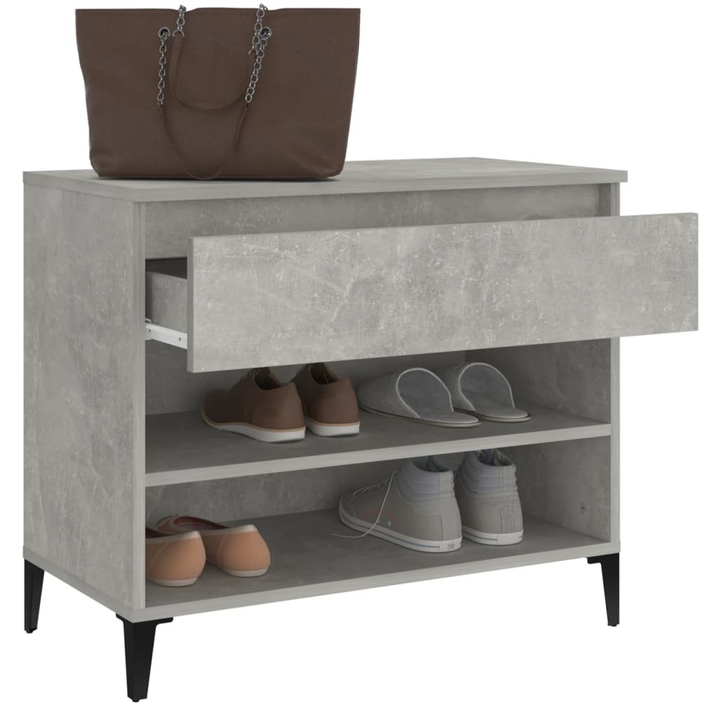 vidaXL Shoe Cabinet Concrete Grey 70x36x60 cm Engineered Wood