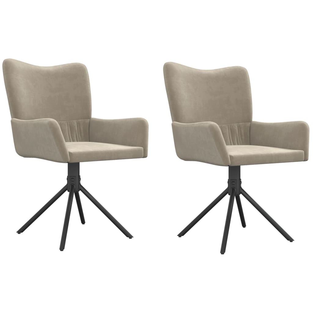 vidaXL Swivel Dining Chairs 2 pcs Light Grey Velvet