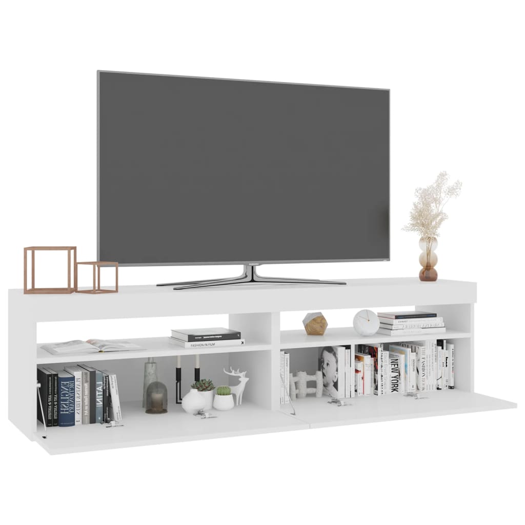 vidaXL TV Cabinets 2 pcs with LED Lights High Gloss White 75x35x40 cm