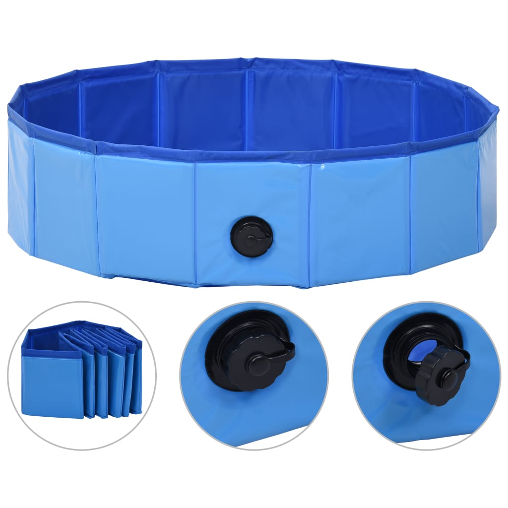 vidaXL Foldable Dog Swimming Pool Blue 80x20 cm PVC