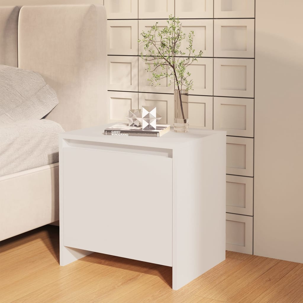 vidaXL Bedside Cabinet White 45x34x44.5 cm Engineered Wood