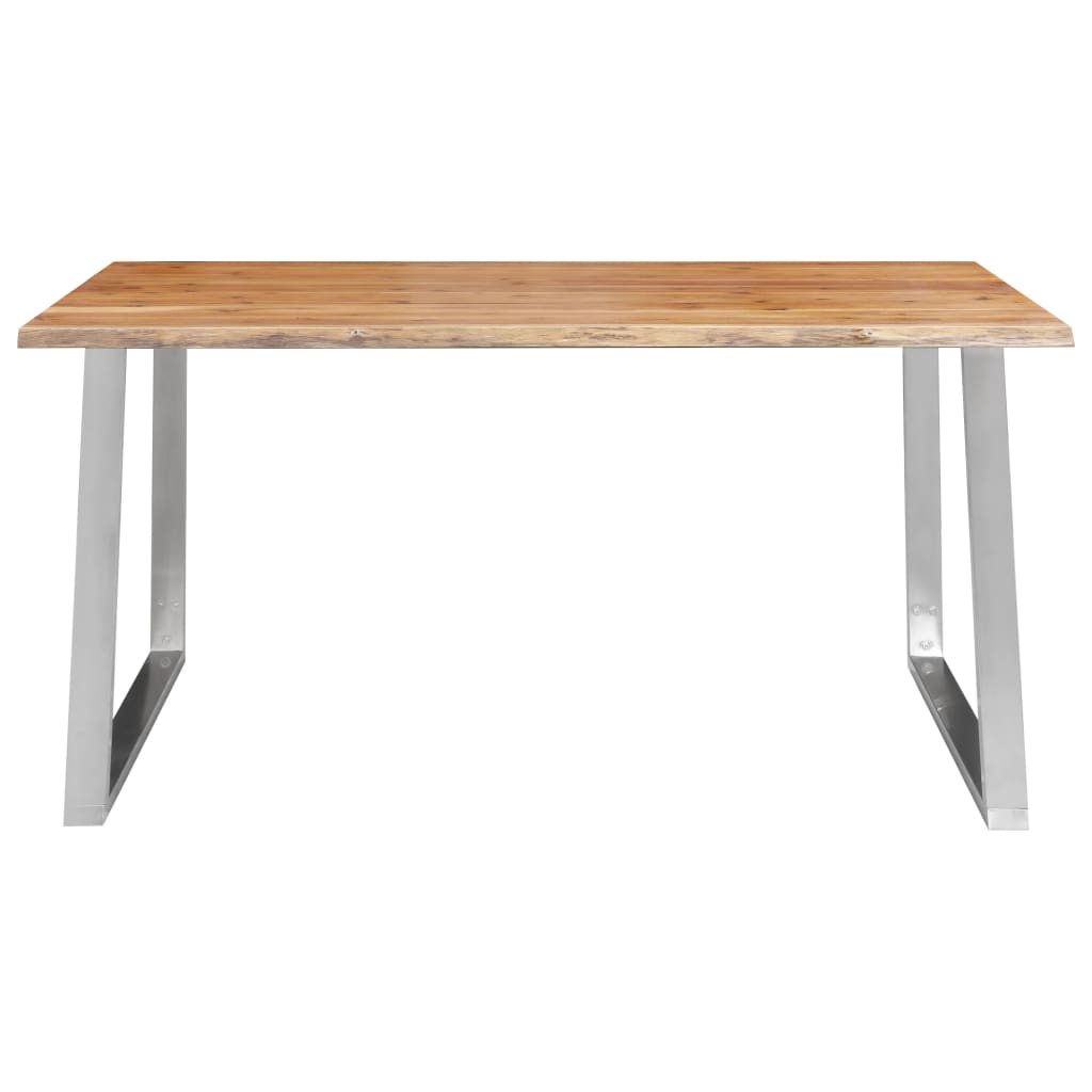 vidaXL Dining Table 160x80x75 cm Solid Acacia Wood and Stainless Steel