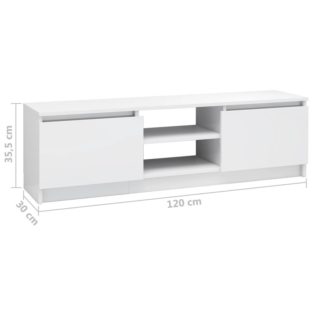 vidaXL TV Cabinet High Gloss White 120x30x35.5 cm Engineered Wood