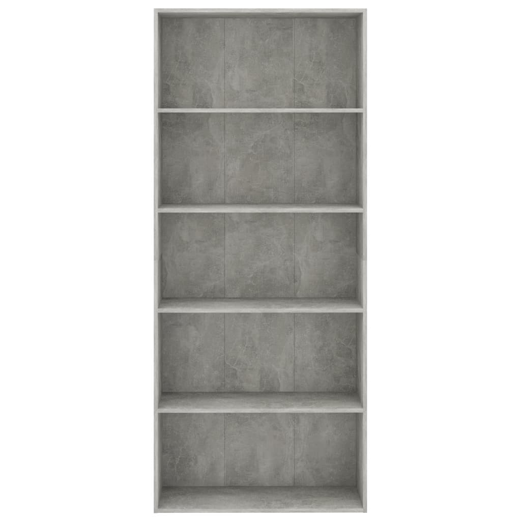 vidaXL 5-Tier Book Cabinet Concrete Grey 80x30x189 cm Engineered Wood