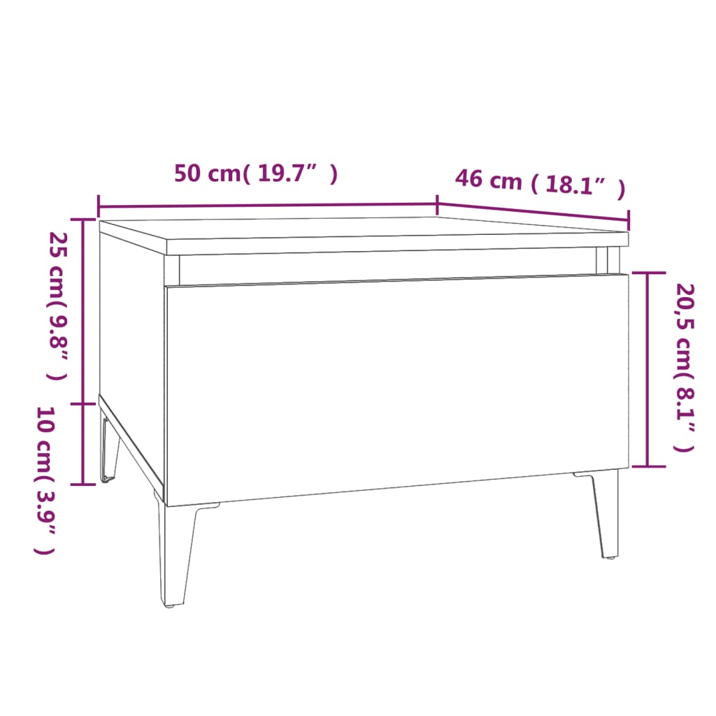 vidaXL Side Table Sonoma Oak 50x46x35 cm Engineered Wood