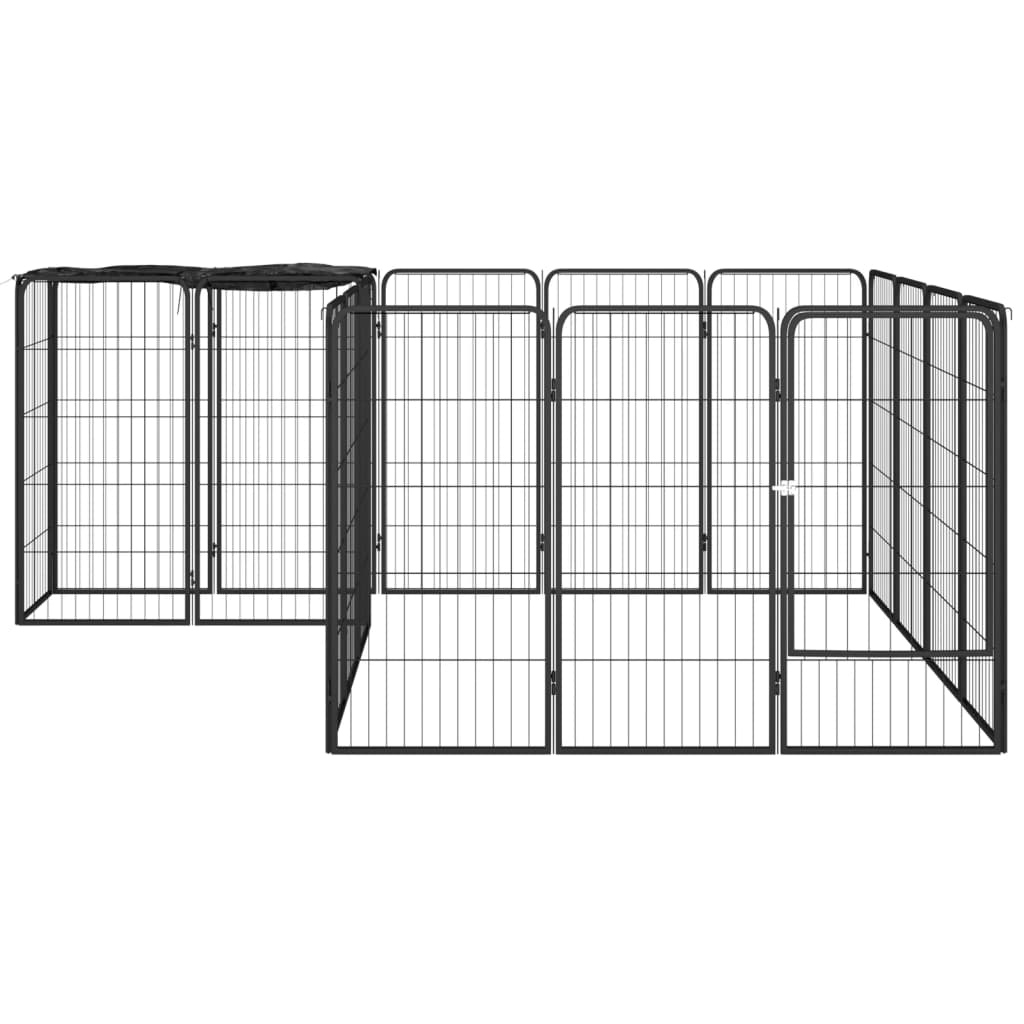vidaXL 18-Panel Dog Playpen Black 50x100 cm Powder-coated Steel