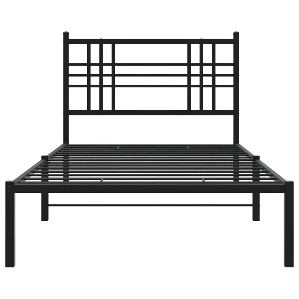 vidaXL Metal Bed Frame with Headboard Black 107x203 cm