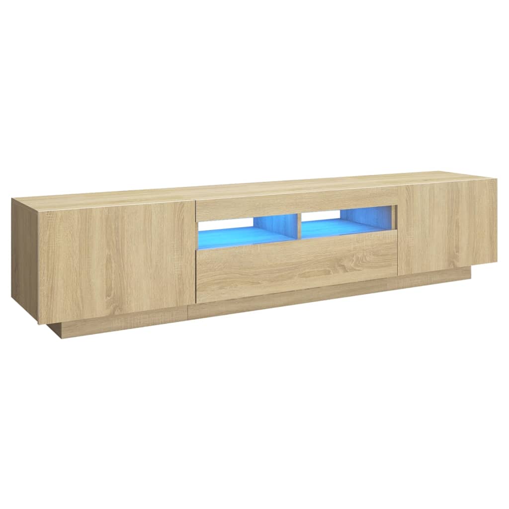 vidaXL TV Cabinet with LED Lights Sonoma Oak 180x35x40 cm