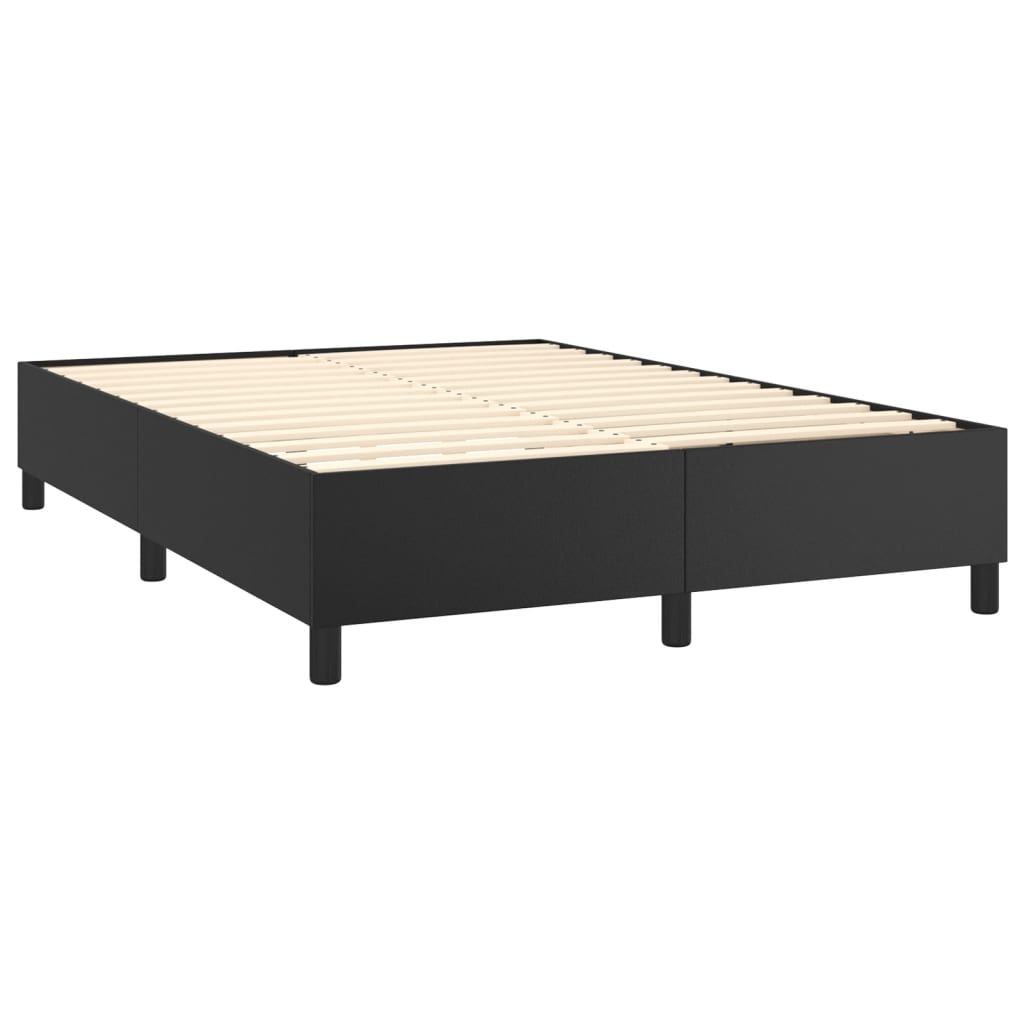 vidaXL Box Spring Bed with Mattress Black 153x203 cm Queen Size Faux Leather