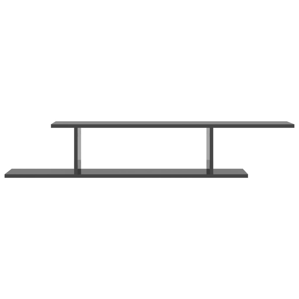 vidaXL Wall-Mounted TV Shelf High Gloss Grey 125x18x23 cm Engineered Wood