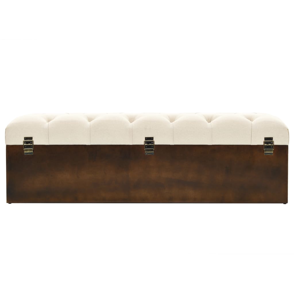 vidaXL Storage Bench 110 cm Cream Solid Firwood and Fabric