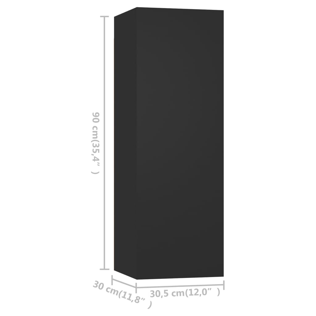 vidaXL TV Cabinet Black 30.5x30x90 cm Engineered Wood