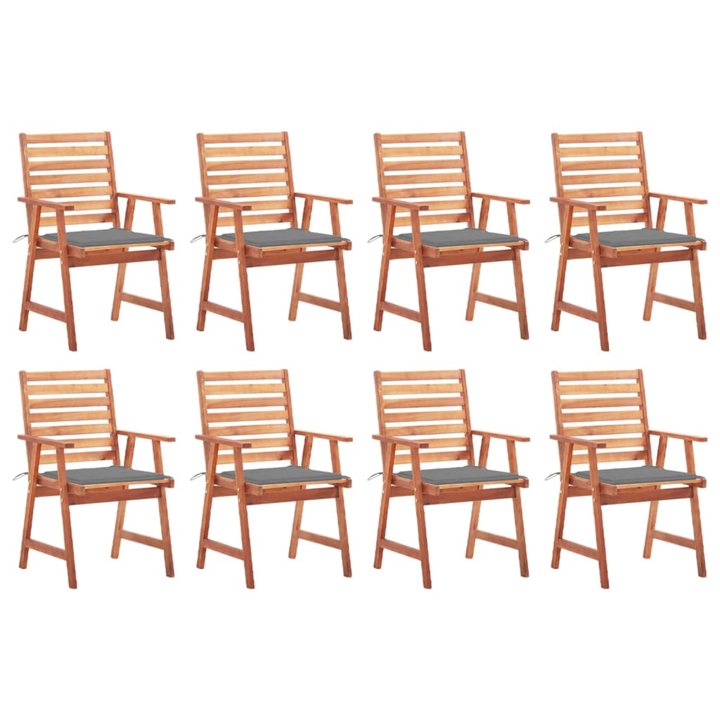 vidaXL Outdoor Dining Chairs 8 pcs with Cushions Solid Acacia Wood