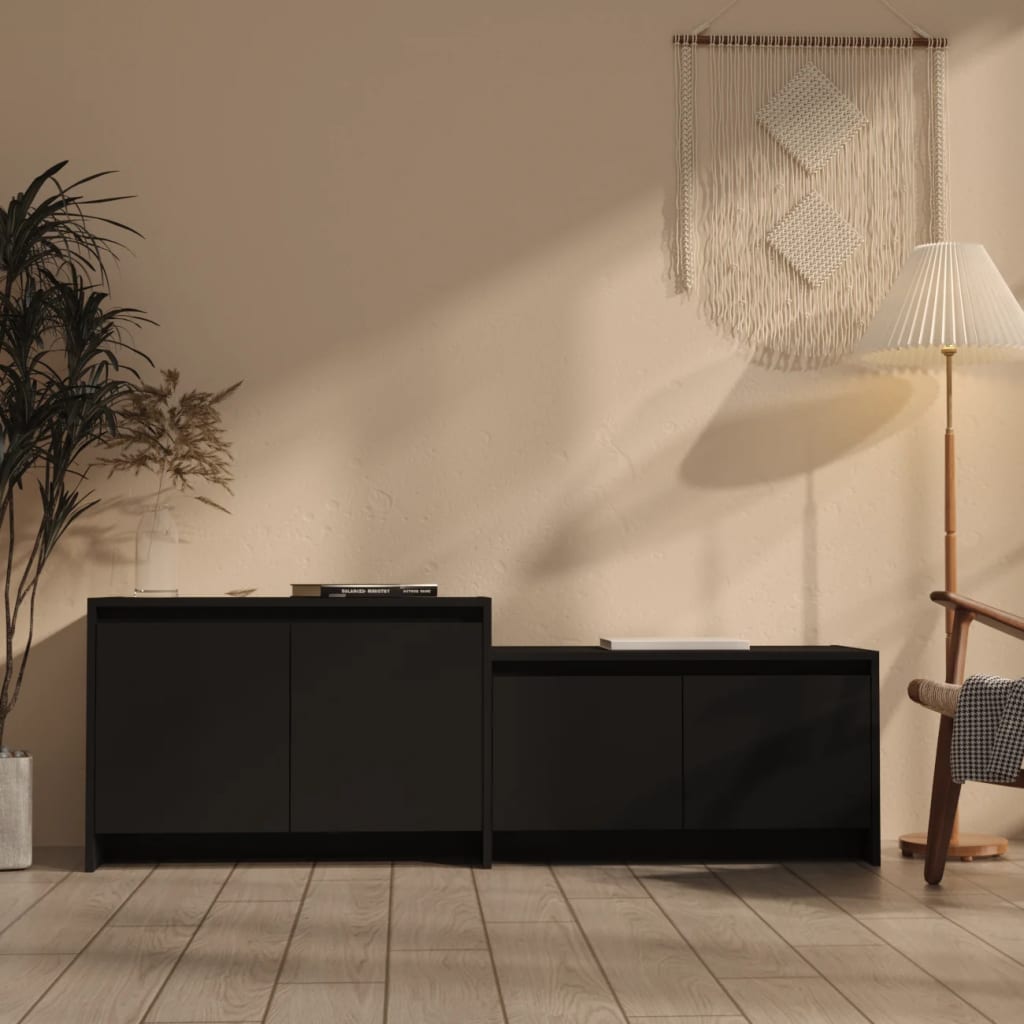 vidaXL TV Cabinet Black 146.5x35x50 cm Engineered Wood