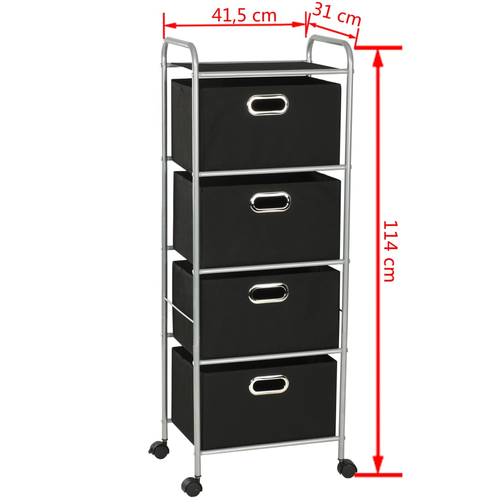vidaXL Shelving Unit with 4 Storage Boxes Steel and Non-woven Fabric