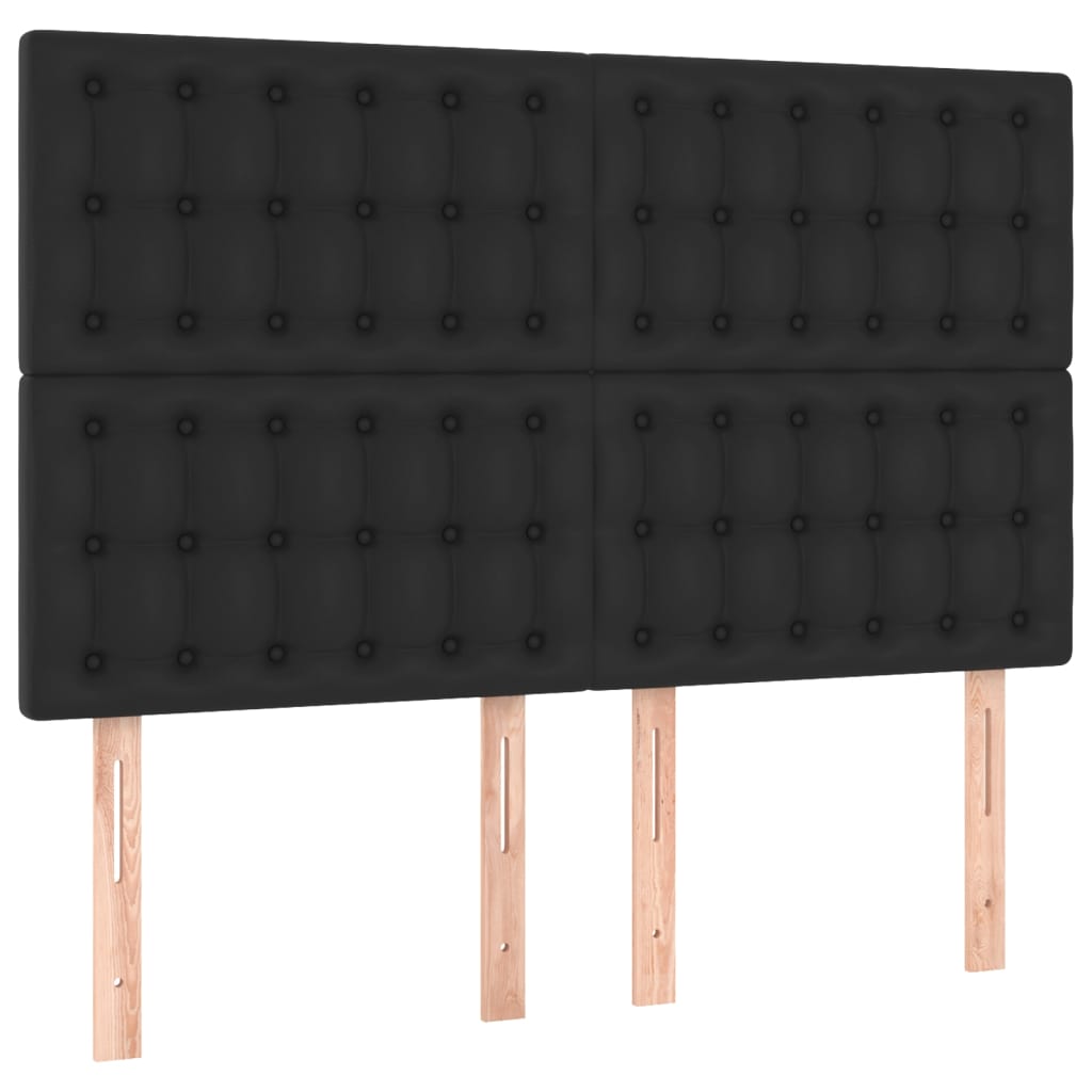 vidaXL LED Headboard Black 144x5x118/128 cm Faux Leather