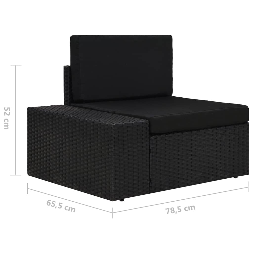 vidaXL Sectional Sofa 2-Seater Poly Rattan Black