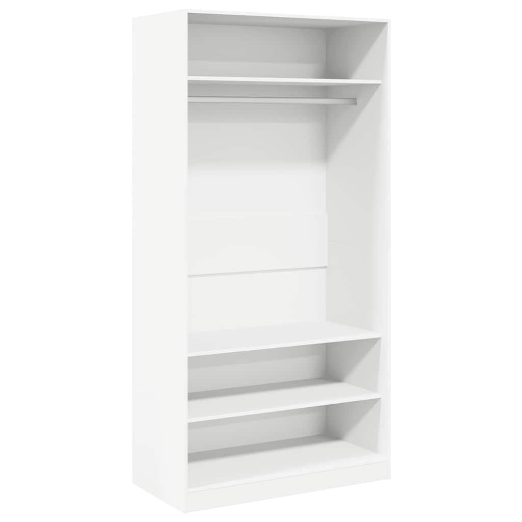 vidaXL Wardrobe White 100x50x200 cm Engineered Wood | vidaXL.com.au
