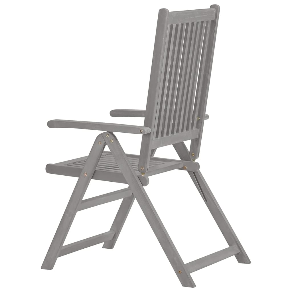vidaXL Garden Reclining Chairs 3 pcs Grey Solid Acacia Wood