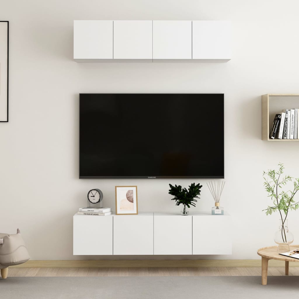 vidaXL TV Cabinets 4 pcs White 60x30x30 cm Engineered Wood