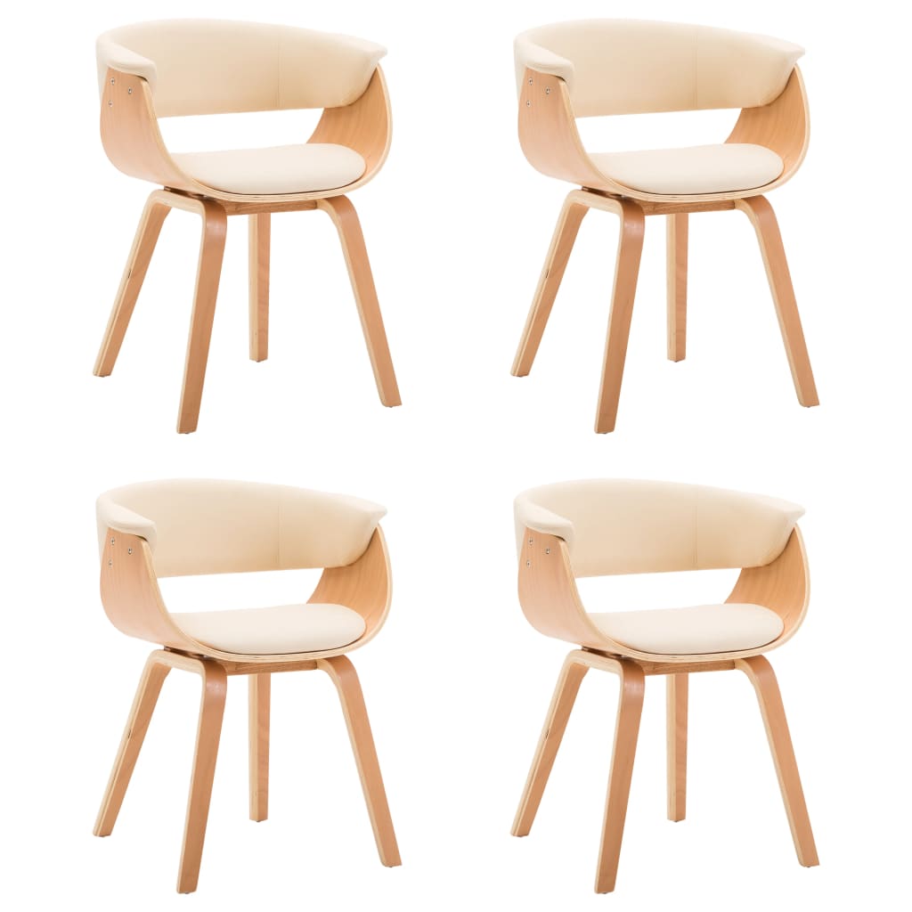 vidaXL Dining Chairs 4 pcs Cream Bent Wood and Faux Leather