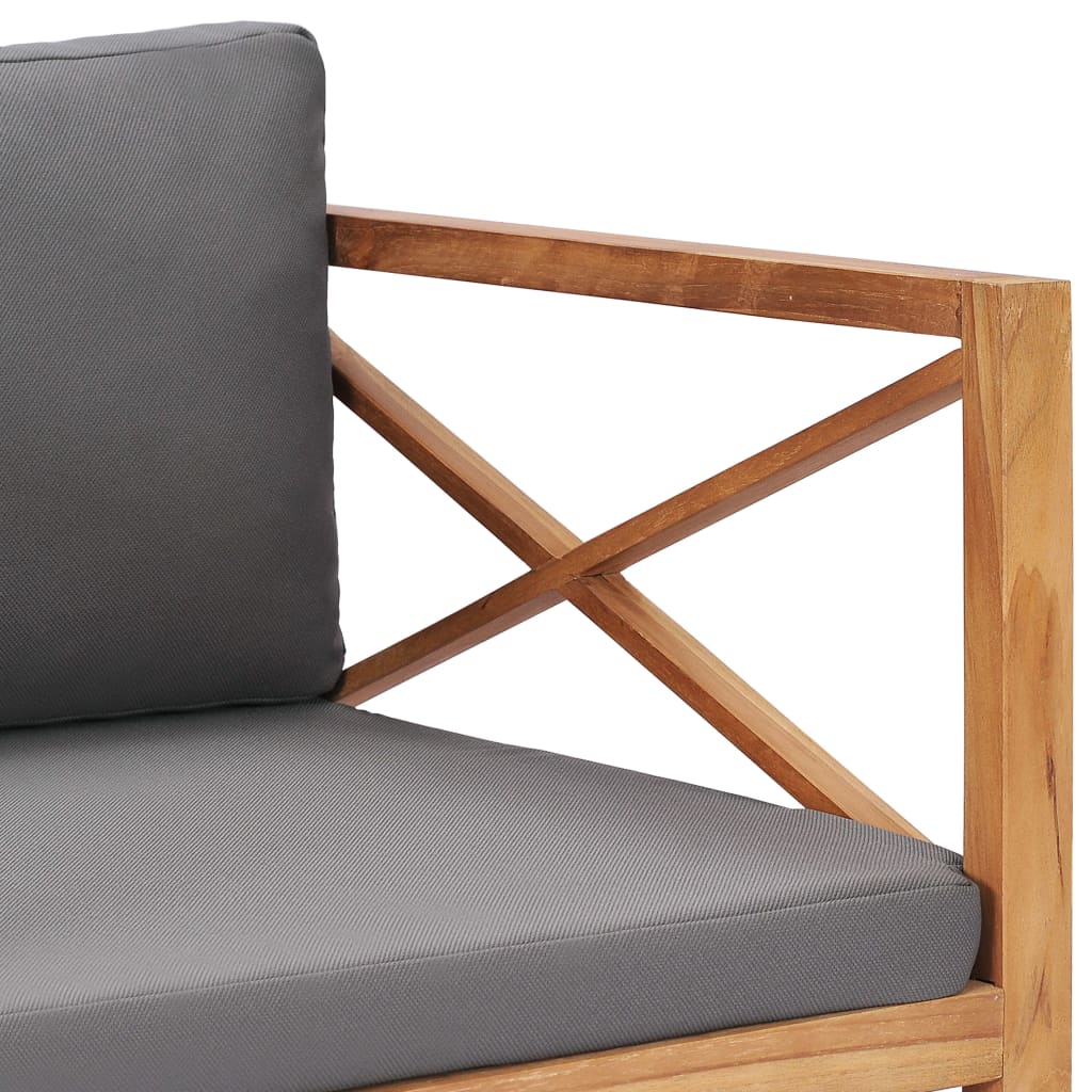 vidaXL Garden Chair with Grey Cushions Solid Wood Teak