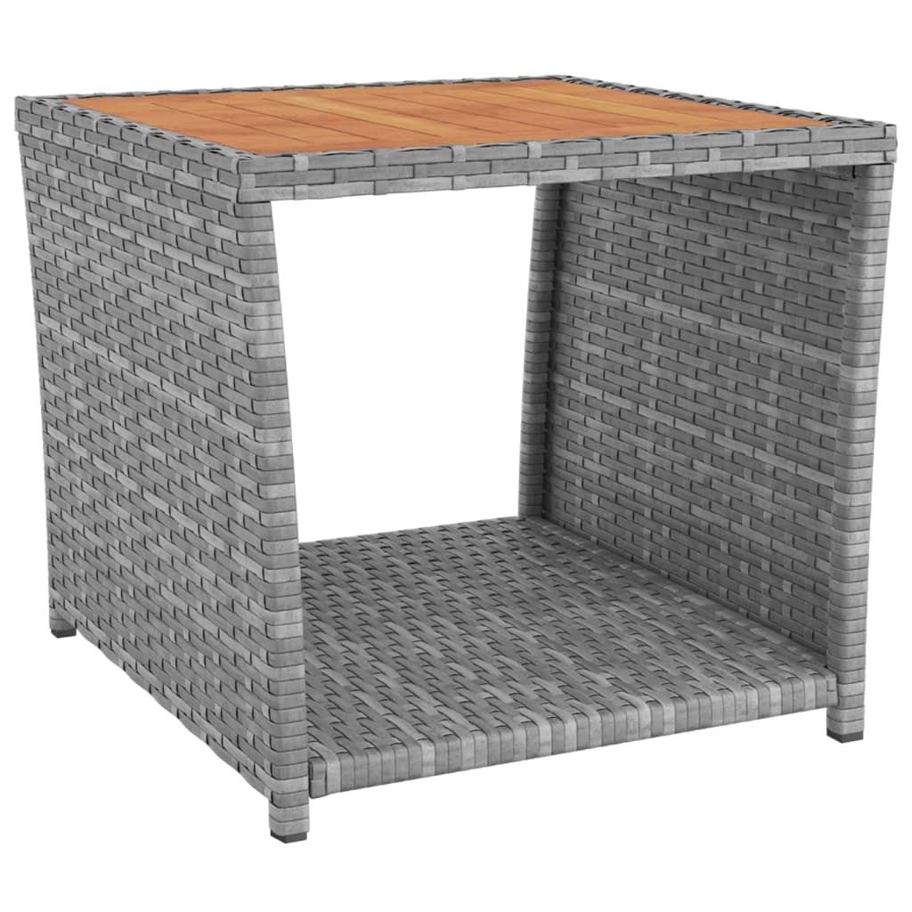 vidaXL 3 Piece Garden Lounge Set Grey Poly Rattan&Solid Wood Acacia