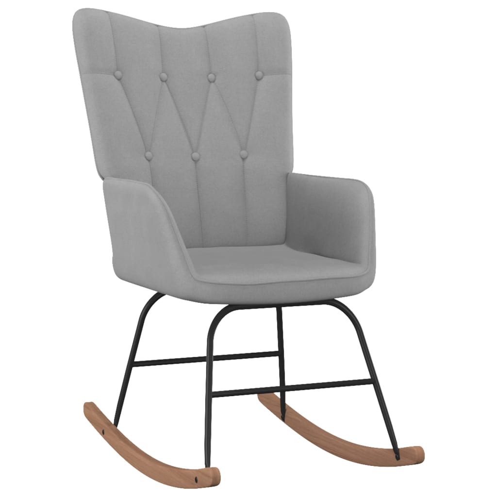 vidaXL Rocking Chair with a Stool Light Grey Fabric