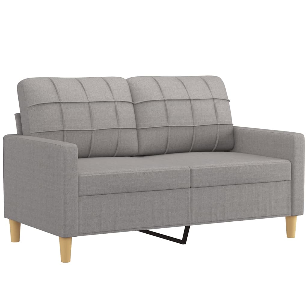 vidaXL 2-Seater Sofa with Pillows and Cushions Light Grey 120 cm Fabric
