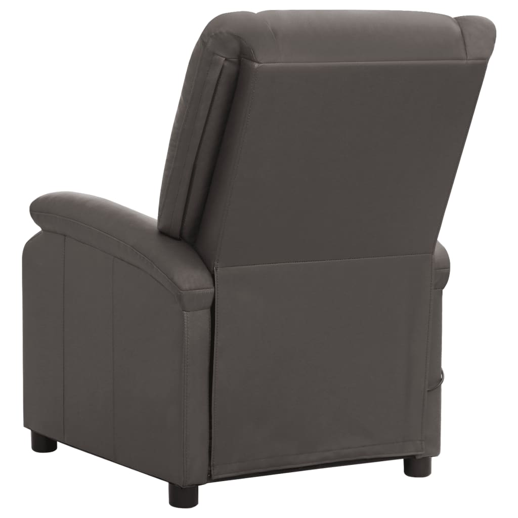 vidaXL Recliner Chair Grey Real Leather
