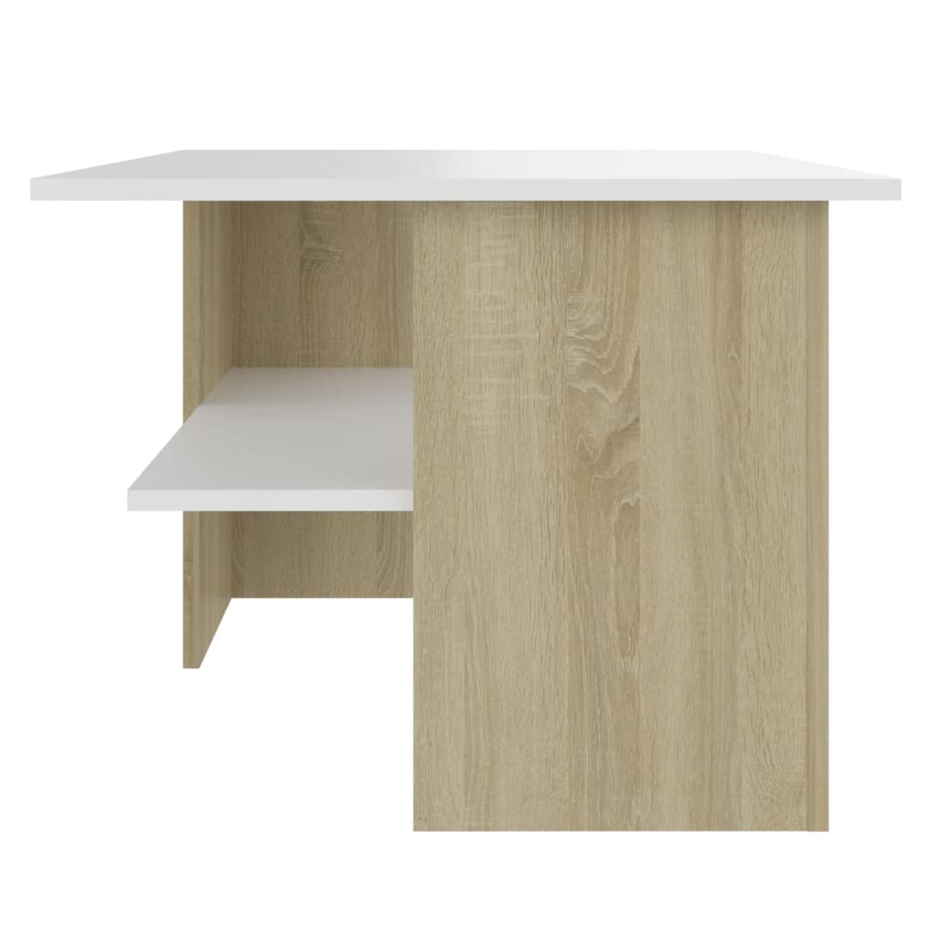 vidaXL Coffee Table White and Sonoma Oak 90x60x46.5 cm Engineered Wood
