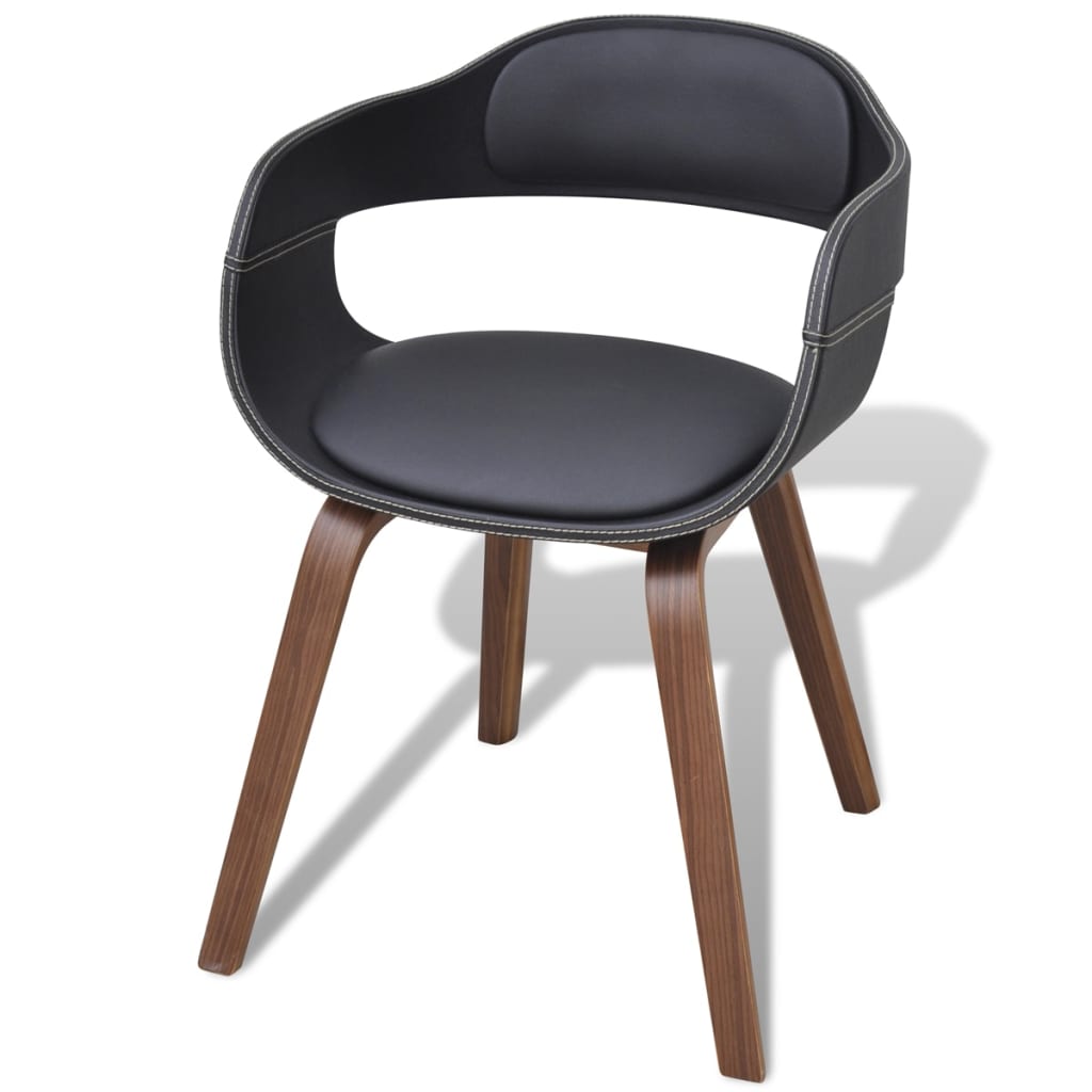 vidaXL Dining Chairs 2 pcs Black Bent Wood and Faux Leather