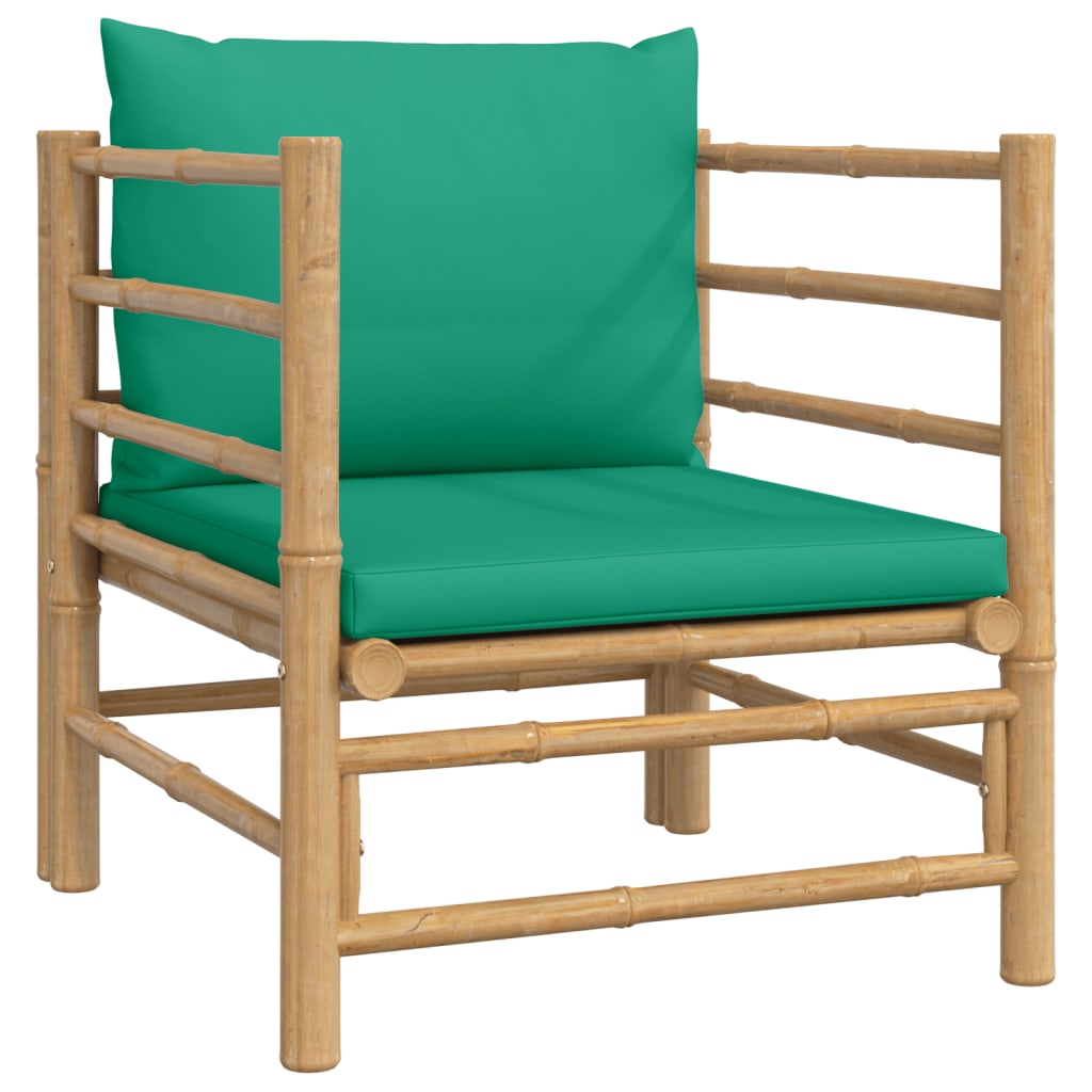 vidaXL 12 Piece Garden Lounge Set with Green Cushions Bamboo
