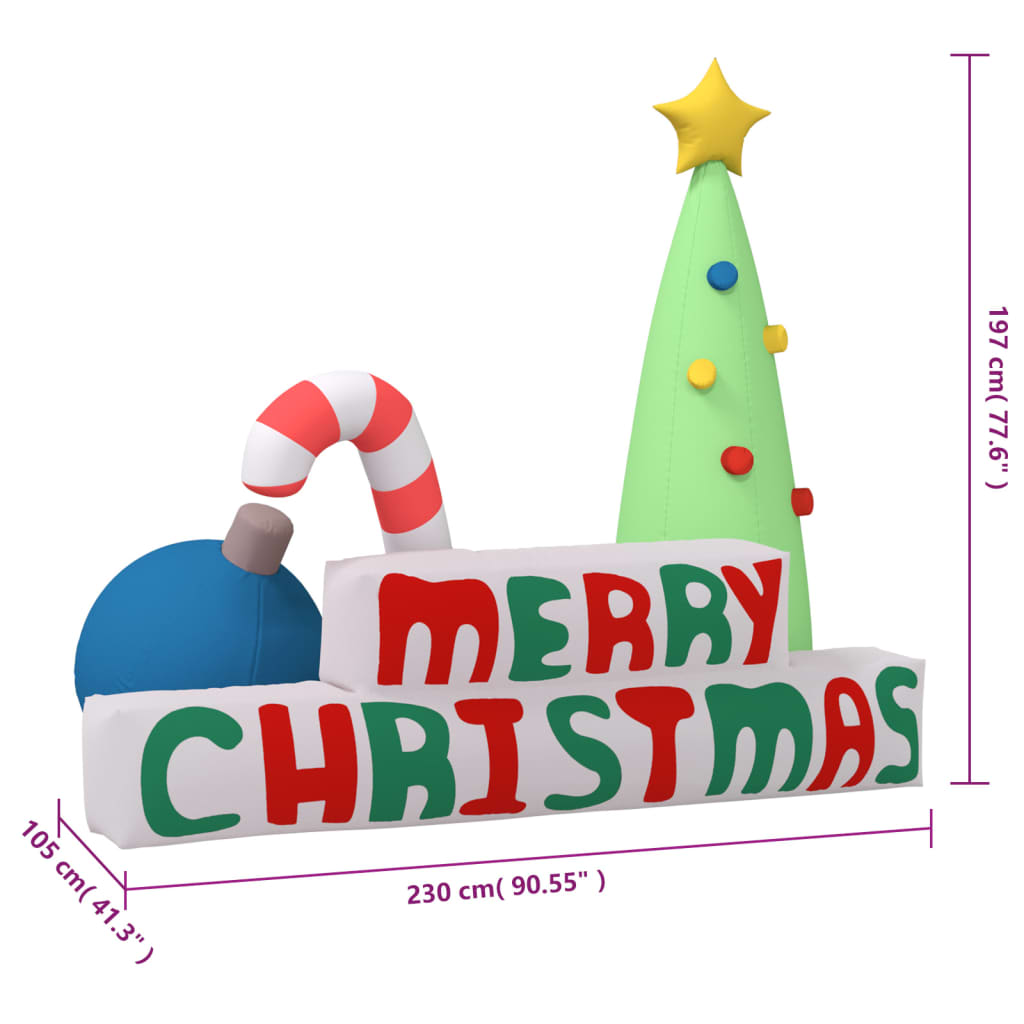 vidaXL Inflatable "Merry Christmas" Decoration LED 197 cm