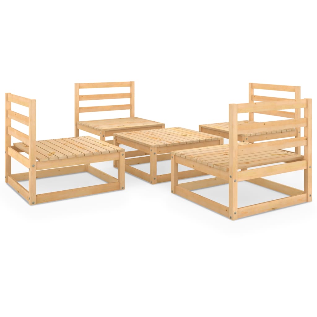 vidaXL 5 Piece Garden Lounge Set Solid Wood Pine