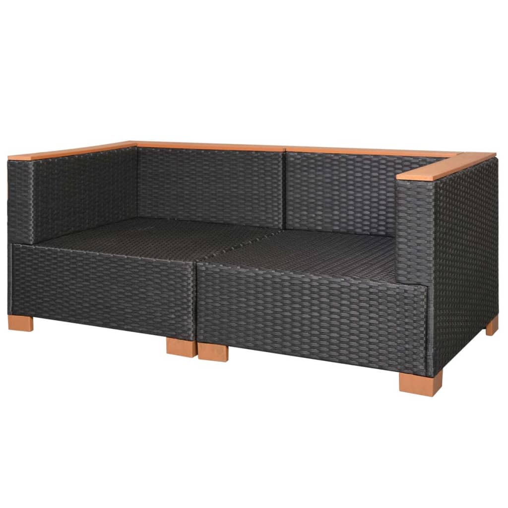 vidaXL Garden Sofa Poly Rattan Black