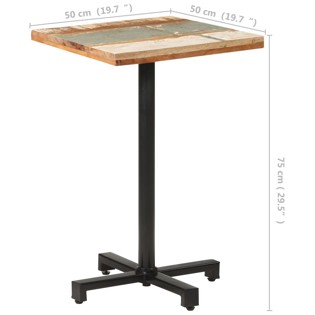 vidaXL Bistro Table Square 50x50x75 cm Solid Reclaimed Wood