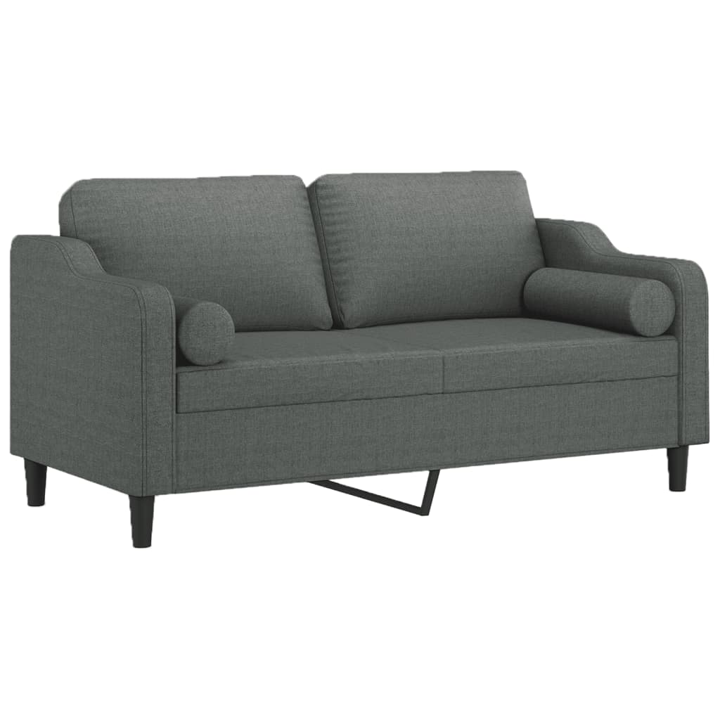 vidaXL 2-Seater Sofa with Throw Pillows Dark Grey 140 cm Fabric