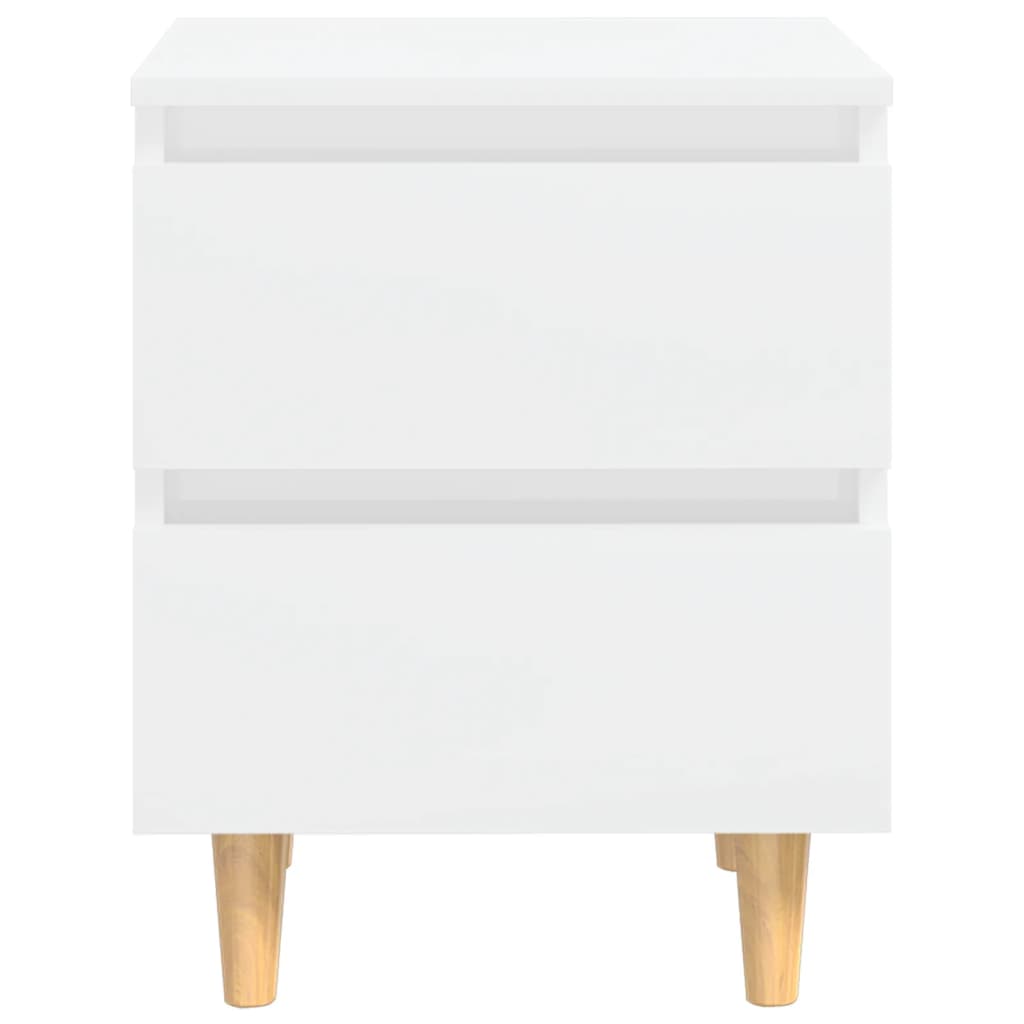 vidaXL Bed Cabinet & Solid Pinewood Legs High Gloss White 40x35x50 cm