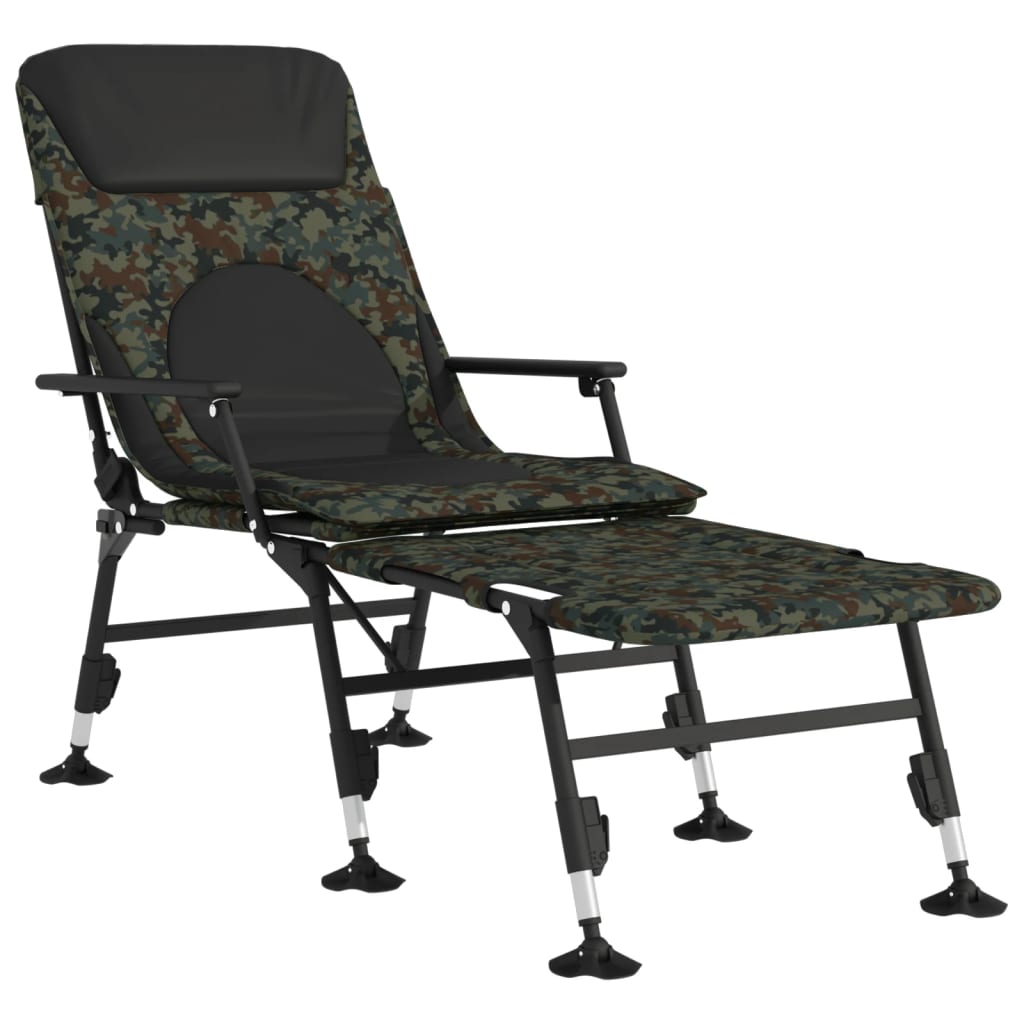 vidaXL Fishing Bedchair with Adjustable Mud Legs Foldable Camouflage