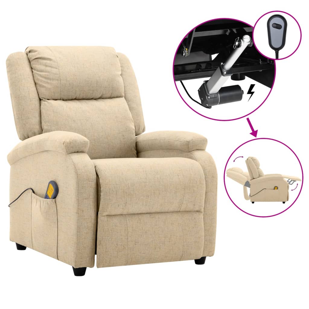 vidaXL Electric Massage Chair Cream Fabric