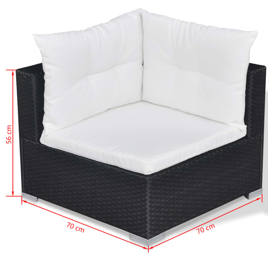 vidaXL 10 Piece Garden Lounge Set with Cushions Poly Rattan Black
