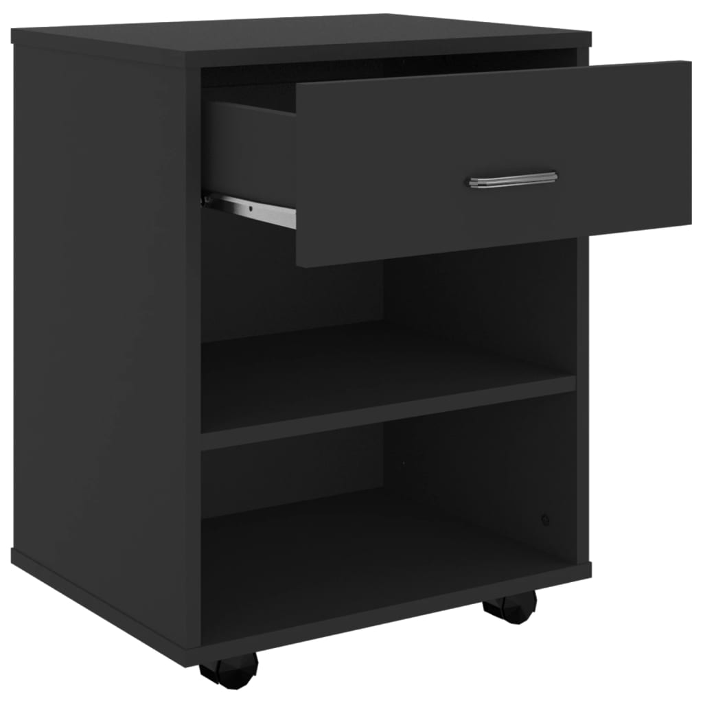 vidaXL Rolling Cabinet Black 46x36x59 cm Engineered Wood