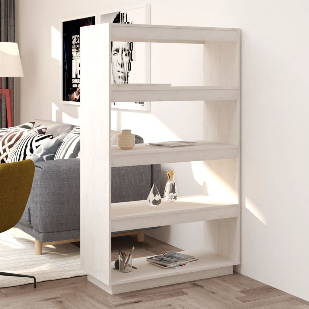 vidaXL Book Cabinet/Room Divider White 80x35x135 cm Solid Pinewood