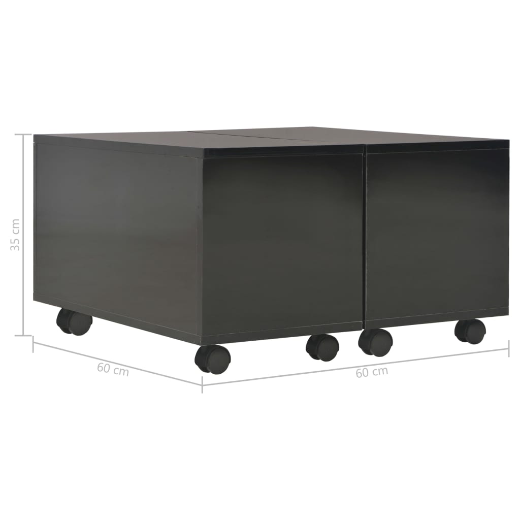 vidaXL Coffee Table High Gloss Black 60x60x35 cm Engineered Wood