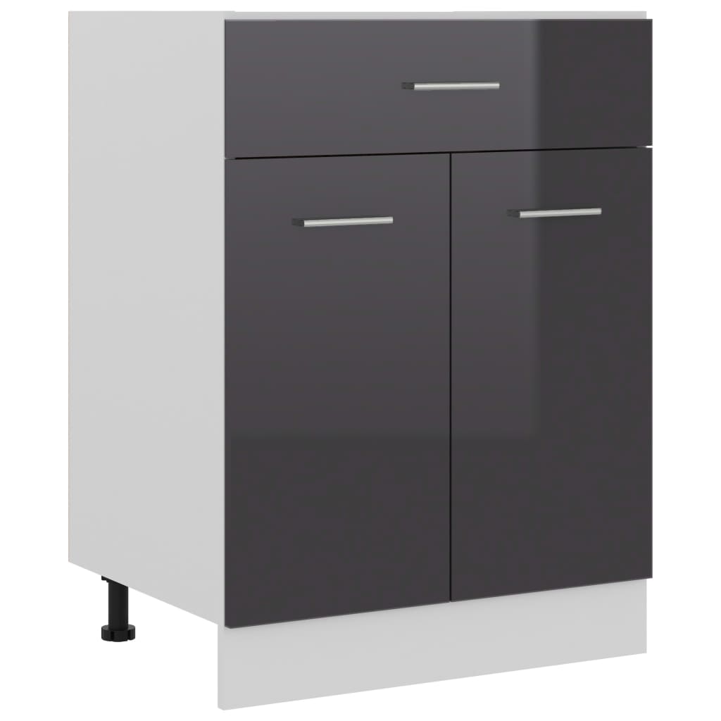 vidaXL Drawer Bottom Cabinet High Gloss Grey 60x46x81.5 cm Engineered Wood