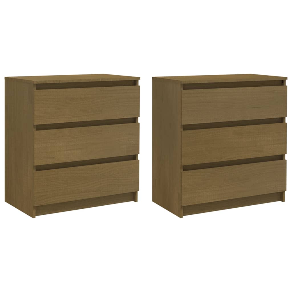 vidaXL Bedside Cabinets 2 pcs Honey Brown 60x36x64 cm Solid Pinewood