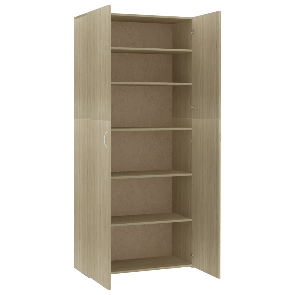 vidaXL Shoe Cabinet Sonoma Oak 80x35.5x180 cm Engineered Wood
